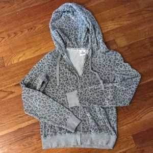 PINK Hooded Leopard Print Velour Jacket